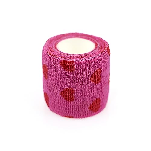 Self Adhesive Bandage Wrap Animal Cohesive Bandage Self Adherent Wrap First Aid Tape for Dogs Cats Horses Birds & Wrist Healing Ankle Sprain (2 Inch Heart 6 Rolls) - color: 2 Inch Heart 6 Rolls