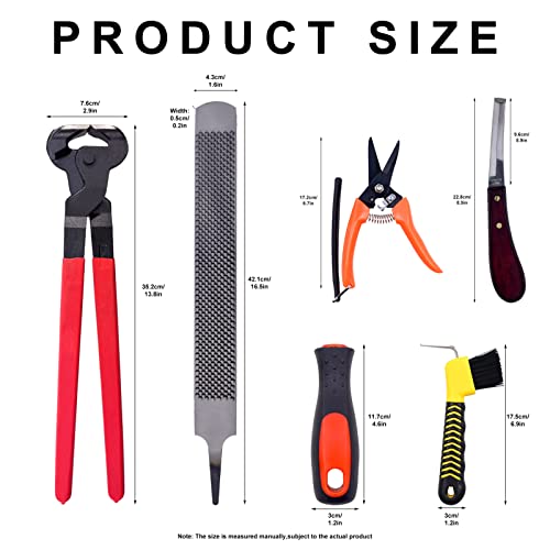 14 inch Horse Farrier Tool Kits - 6Pcs Professional Hoof Trimming Farrier Tools, Can Easily Trim the Hooves of Horses, Cows, Sheep, Donkeys and Other Medium-Sized Animals