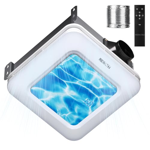 RexTact Bathroom Fan with Humidity Sensor,230 CFM 1.0 Sone Bathroom Exhaust Fan with Light,Ventilation and Exhaust Fan with Remote Control and Timer Function,Ripple Texture - color: Ripple Texture