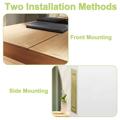 2PCS 304 Stainless Steel Pocket Door Handle Brushed Flush Mount Hardware Door Edge Pull for Closet Pocket (Brushed Gold) - color: Gold-2pcs-A