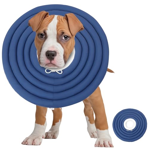Soft Dog Cones, Recovery Dog Donut Collar After Surgery- Cone of Shame Alternative, Pet Elizabethan E-Collar Anti-Bite Lick Wound Healing Adjustable for Small Large Medium Dogs, 3XL - color: dark blue, size: 3XL-58lbs