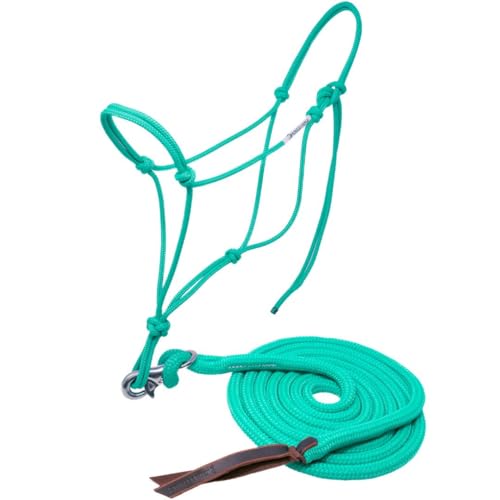 Four Knot Rope Halter and 12 Foot Lead Rope Training Set (Turquoise, Large) - color: Turquoise, size: Large
