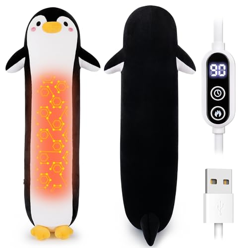 Penguin Plush USB Heating Pad for Girls Period Cramps Menstrual | 20” Black Penguin Heated Plush Stuffed Animals, Portable Indoor Outdoor Use, Electric Plush Heating Pad for Women Mom Gifts - color: Black Penguin Heating Pads