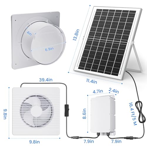 Chicken Feeder Port 6 Pack, Solar Fan for Chicken Coop with Battery