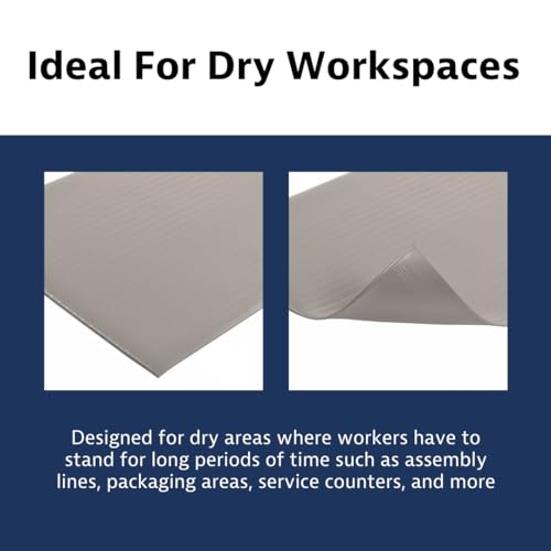 NoTrax 410 Airug® 2' x 60' x 3/8" Anti Fatigue Mat | Enhanced Slip Resistance with Beveled Edges and Ribbed Surface, Ideal for Industrial and Commercial Workplaces, Gray, - color: Grey, size: 720"L x 24"W x 0.4"Th, style: Ribbed Surface