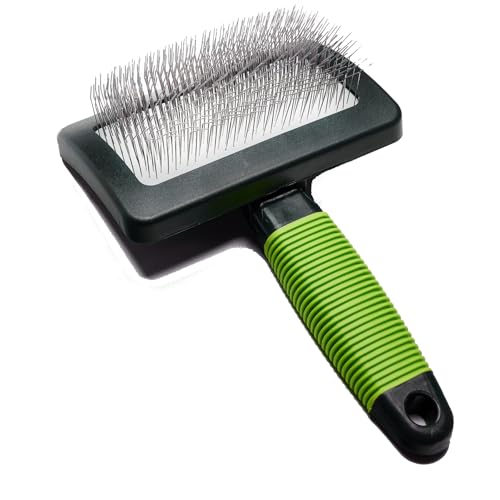 Dog Slicker Brush - Large Grooming Brushes for Dogs and Cats - Professional Groomer Supplies for Long Hair Pet - Slicker Brush For Goldendoodles-Easy To Use - Comfortable - Removes Long and Loose Hair - size: Green