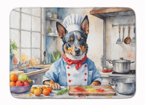 Caroline's Treasures Australian Cattle Dog The Chef Memory Foam Kitchen Mat Machine Washable Anti-Fatigue Mat Cushion Comfort Bath Mat or Kitchen Rug - color: Australian Cattle Dog 6192