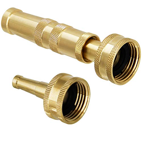 Twinkle Star Brass Heavy Duty Adjustable Twist Hose Nozzle Set | 3/4” GHT Brass Garden Hose Nozzle, Adjustable Water Flow - color: Nozzle Jet 1P
