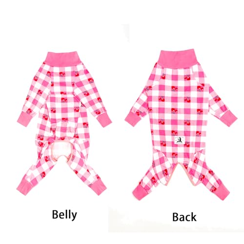 Dog Surgery Recovery Suit Female Male for Dogs After Surgery Medium Large Dogs Onesie Dog Pajamas Pjs Clothes (Pink Plaid, 28 (Chest 26.77 in | Backlength 18.11)) - color: Pink plaid, size: 28 (Chest 26.77 in | Backlength 18.11)