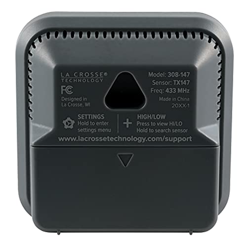 La Crosse Technology 308-147 Wireless Compact Digital Thermometer with Humidity, Black