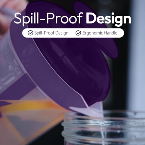1 Quart Plastic Mixing Pitcher with Mixing Lid, BPA Free, Shatterproof Beverage Jug for Iced Tea, Lemonade, Juices, Milk – Leak-Proof, Easy Stirring, Dishwasher Safe | Purple - color: Purple, 1qt Mixing Pitcher