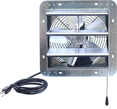 iLiving ILG8SF10V-T, 10 inch Shutter Exhaust Attic Garage Grow, Ventilation Fan with 3 Speed Thermostat 6 Foot Long 3 Plugs Cord, 10" - Variable, 600 CFM, 900 SQF Coverage Area, Silver - size: 10 Inches