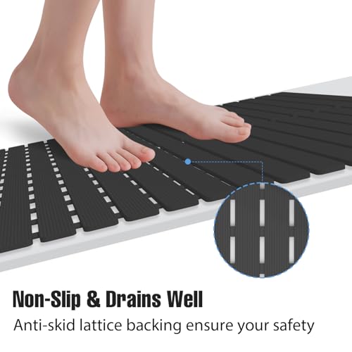 MBOSS Square Shower Mat for Inside Bathroom, Non Slip Bathtub Mat, 24 X 24 Inch Non Slip Shower Mat for Tub & Shower, Bathroom Essentials Safe, Easy to DIY Cut, Eco-Friendly Materials - color: Black