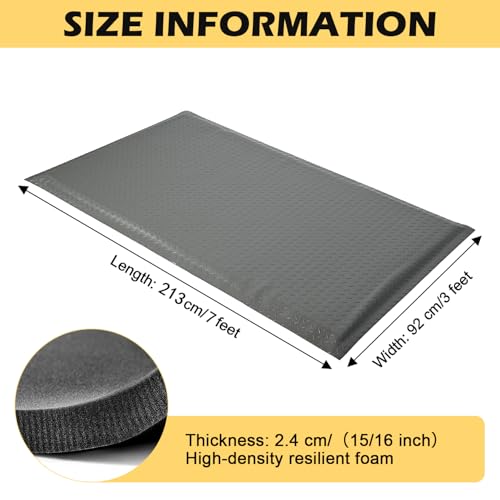 Anti Fatigue Mat 3x7 Ft 15/16" Thick Soft Sponge Ergonomic Mat | Full Day Floor Support Mat Reinforced Diamond Stud Dependable Standing Mat Foundry Forge Casting Mold Injection Molding Gray - size: 84"L x 36.2"W x 0.9"Th