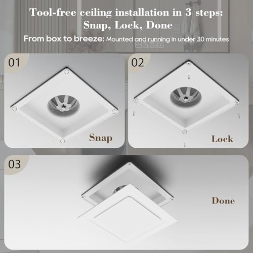Orsong Bathroom Exhaust Fan 12" Panel | Ultra Quiet without Light(10x10 Mount), 130CFM, 4" Duct for Bathroom/Garage/Home - size: 10in(Hole Size)