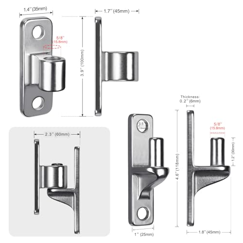 Insaga 304 Stainless Steel Gate Hinges 4 Pack, Heavy Duty Wall Mount Hinges with 5/8" Pin, One-Piece Casting Farm & Chain Link Fence Gate Hardware - color: Silver-SS-4Pack