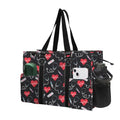 NGIL Utility Water Resistant Tote Bag | Work Tote for Women, Nurse Bag, Teacher's Choice Purse, Gym Bag, Everyday Organizer Top Zipper Closure - color: Cure With Love- Black