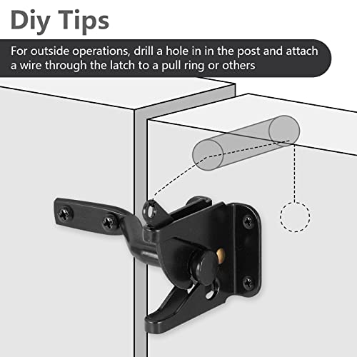 HOME MASTER HARDWARE Self Locking Gate Latch for Fence, 1 Pack, Black | Heavy Duty Wood Door Latch for Outdoor Farm, Garden, Chicken Coop, Yard Pool, Included Screws, Steel