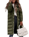 Winter Coats for Women-Puffer Jacket Hooded Warm Winter Long Coat Thickened Down Alternative Jacket Outwear - color: Army Green, size: X-Large