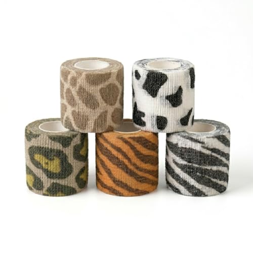 Premium Pet Vet Wrap — Non-Stick to Fur Self Adherent Bandage Wrap for Dogs, Cats & Horses, Breathable Cohesive Tape for Wounds, Paws & Legs, Animal Print Design - Pack of 2 - color: Leopard Print