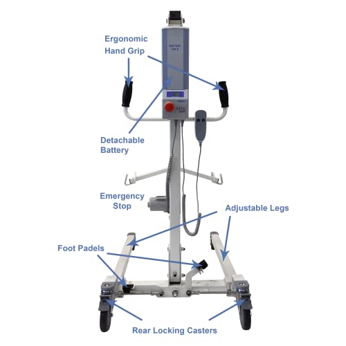 Electric Patient Lift - Rhino Lift with Manual Low Base - with Universal Divided Leg Shower Sling(Large), 450 lb. Weight Capacity. - color: Lift+shower U Sling, size: Large