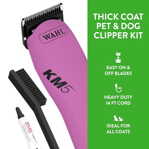 Wahl Professional Animal Thick Coat Pet Clipper & Dog Clipper (#9787-300) - Hair Remover - Grooming Clippers for Dog, Cat - for Thick Haired Pets - 2 Speeds - Pink