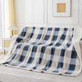 PU MEI Sherpa Throw Blanket Reversible Large Big King Size Flannel Blankets for Bed, 108"*90",Grey Blue - color: Grey-blue, size: 90"*108"