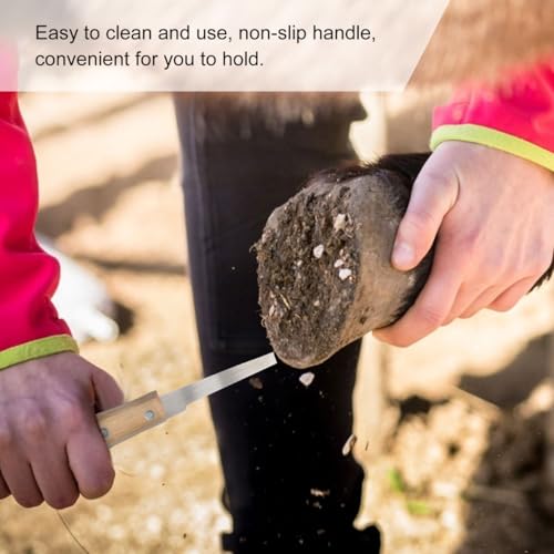 VANZACK 2Pcs Horse Hoof Trimmer Stainless Steel Horseshoe File Tool with Wooden Handle Portable Hoof Repair Tool for Cleaning Uneven Edges and Smoothing Surface