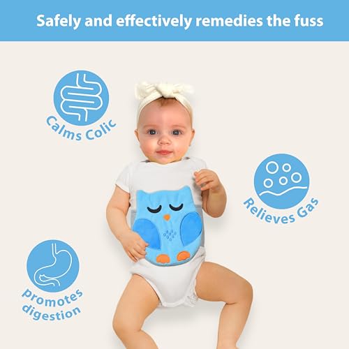 Baby Colic, Gas and Upset Stomach Relief, Baby Heated Tummy Wrap Newborns | Belly Hugger - Infant Swaddling Belly Belt, Heating Pad for Fussy Infants - color: Blue