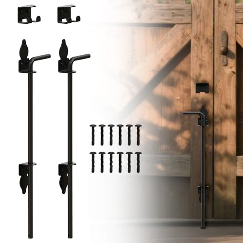 36" Heavy Duty Cane Bolts for Gates with Black Rustproof Powder Upgraded Hardware Gate Drop Rod for Wood PVC Vinyl Fences Gates, Double Doors-2 Pack - size: 36 Inch-2pack