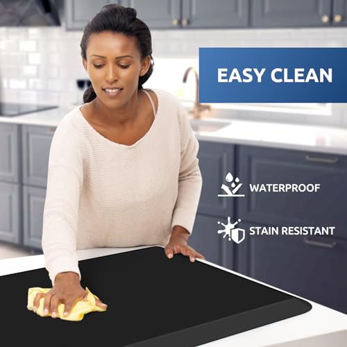 0.8" Thick Kitchen Mat Cushioned Anti Fatigue Rug Comfort Floor Mats | Water-Resistant, Non-Slip, Easy to Clean Comfort Floor Mat for Kitchen, Sink & Office, Multiple Colors & Sizes, 39" x 20" - color: Black, size: 39"L x 20"W x 0.8"Th