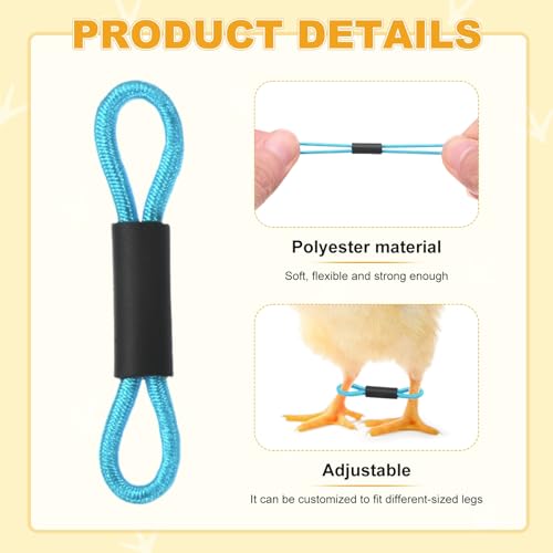 M METERXITY 50-Pack Adjustable Chick Leg Bands, 1.38" x 0.2" Polyester Chicken Leg Brace for Chicks/Ducks/Birds [Blue] Poultry Leg Bands - color: Blue