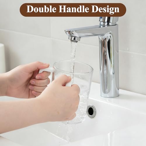 2 Pcs Judaica Hand Washing Cup with Dual Handles 5" Acrylic Clear Negel Vasser Hand Washing Cup for Jewish Ritual Netilat Yadayim Holiday Gifts (White Handle) - color: White Handle