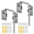 Sliding Door Loop Lock, 90/180 Degree Patio Door Latch 2 Silver | Stainless Steel Home Security Loop Latch for Sliding Barn/Single/Double Opening Gate, Shed, Closet, Window, Fence - color: Silver-2PCS
