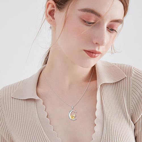 Snake Moon Necklace - 925 Sterling Silver Moon Pendant Necklace - Snake Jewelry for Women - style: Puppy