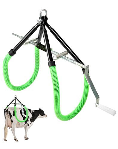 QWORK Cow Hip Lift, Heavy-Duty Cattle Lifter - Steel Cow Lift with Adjustable Pitch, Triangular Support Stand Up Assist Tool for Calving Milking Birthing Dystocia and Recovery Aid - 2204lb Capacity