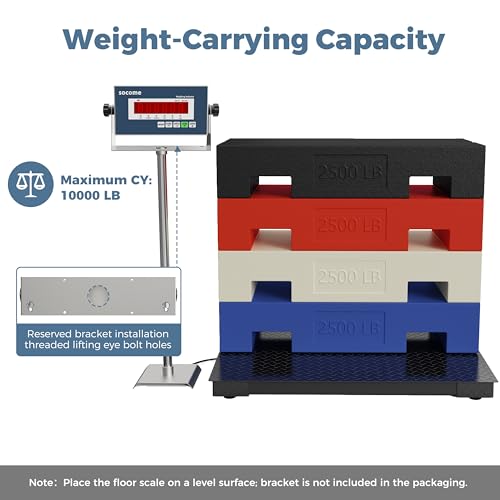 48"x48" Heavy-Duty Industrial Floor Scale, 10000lb x 1lb, Black | Precision Pallet Scale with Digital Indicator, Counting/Tare Functions, Carbon Steel Platform for Warehouse, Postal, Shipping - size: 48"x48"-10000LB