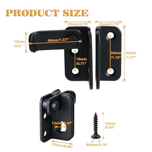 Alise Black Flip Latch Gate Latch,Shed Door Latch Barn Door Lock,S-Size | Stainless Steel Door Lock Latches for Shed Barn Wooden Fence Chicken Dog Cage Window Cabinet Backyard Garage - color: Matte Black, size: Small Size (SS)