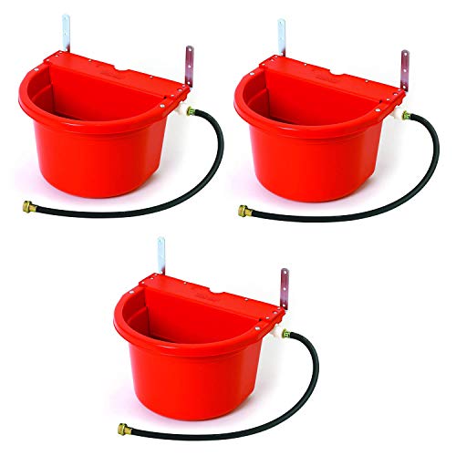 Little Giant FW16RED 4 Gallon Capacity Automatic Float Controlled Waterer Animal Horse & Cattle Livestock Water Trough, Red (3 Pack)
