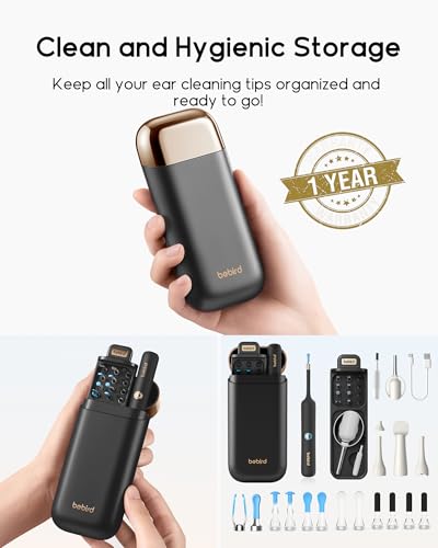 Bebird Earsight Plus R37R Ear Wax Removal Tool Camera, FSA HSA Eligible Items, Smart Ear Cleaner with Painless Visual Tweezers, Flexible Ear Camera Otoscope, Home ENT Cleaning Kit for Family,Black - color: Black