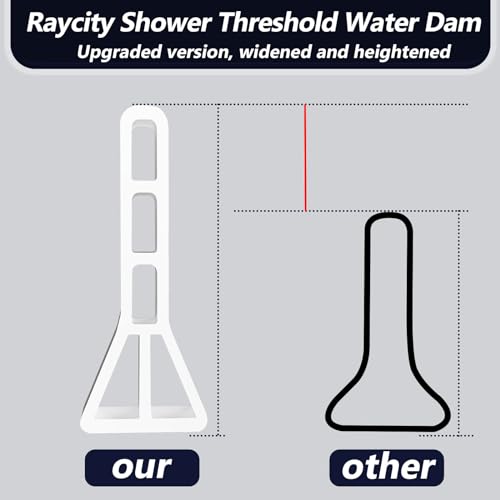 Raycity 3"H Shower Threshold Water Dam, Shower Water Guard (59 inch, White) | Silicone Rubber Water Stopper for Walk in Shower, Water Barrier, Prevent Leaks, Suitable for Bathroom, Kitchen - color: White, style: 59 inch