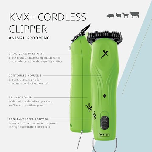 Wahl Pro Animal KMX Cord/Cordless Clipper, Competition Series | Clipper for Animal Fitting and Show Prep, Large Charging Cord and Quick Charge Capability, Durable Livestock Clipper