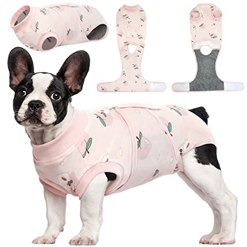 Kuoser Recovery Suit for Dogs Cats, Soft Dog Surgery Suit Female Male Spay | Professional Dog Onesie for Surgery, Substitute E-Collar & Cone, Prevent Licking Dog surgical suit Pet Neuter Suit - color: Light Pink, size: X-small (Back:8.3-11.4'', Weight:4-7