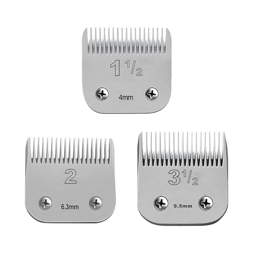 Replacement Ceramic Blades Set,Compatible with Andis,Oster 76,Wahl KM10 | 4mm(5/32") to 9.5mm(3/8") Cutting Length,Include 2#+1-1/2+3-1/2,3Pack - color: 2+1-1/2+3-1/2(3 pcs)