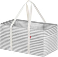 LHZK Standing Extra Large Utility Tote Bag with Metal Wire Frame and the Sides Rinforced, Extra Large Tote Bag with Handle, Reusable Grocery Bags Foldable, Beach Bag, Car Tote (Grey, 26''x15''x13'') - color: Gray, size: 26''x15''x13''-1 Pack