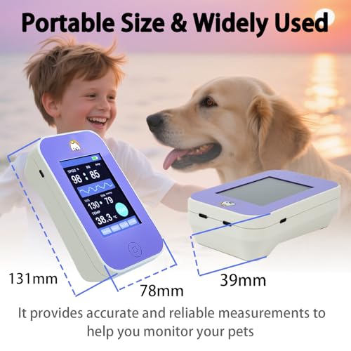 Veterinary Pet Vital Signs Monitor, Rechargeable Touch Screen Pet Health Detector, Accurately Monitor SpO2, Pulse Rate, Temperature & Blood Pressure for Dogs Cats