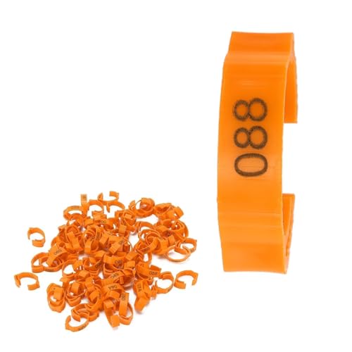100Pcs Chicken Leg Rings, 5 Colors Readable Numbered Chicken Identification Leg Bands Card Slots Design Poultry Leg Tags for Chicks Ducks (Orange (100 Pieces per Pack)) - color: Orange (100 Pieces Per Pack)