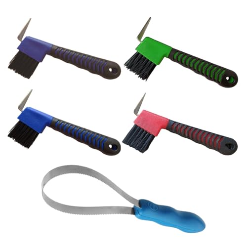 5Pcs Horse Grooming Kit – Shedding Blade & Hoof Pick Brushes, Stainless Steel Deshedding Tool for Horses, Pony, and Long-Haired Equines