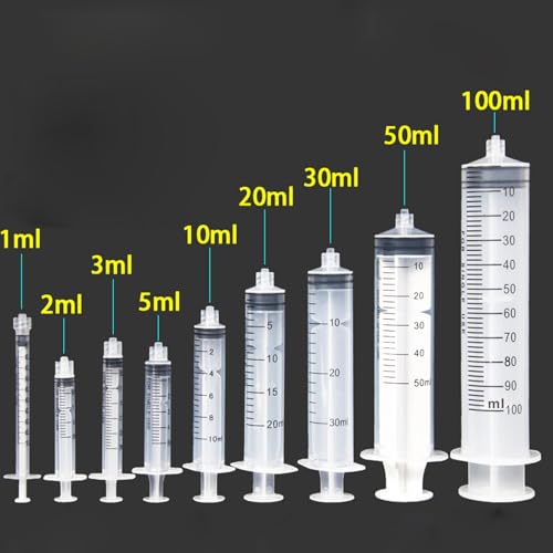 5Pcs Drench Gun Feeding Syringe, Small Animal Pet Livestock Drench Syringe with 5Pcs Screw In Drench Nozzle for Liquid Measuring Watering Refilling Feeding (50ML) - size: 50ML