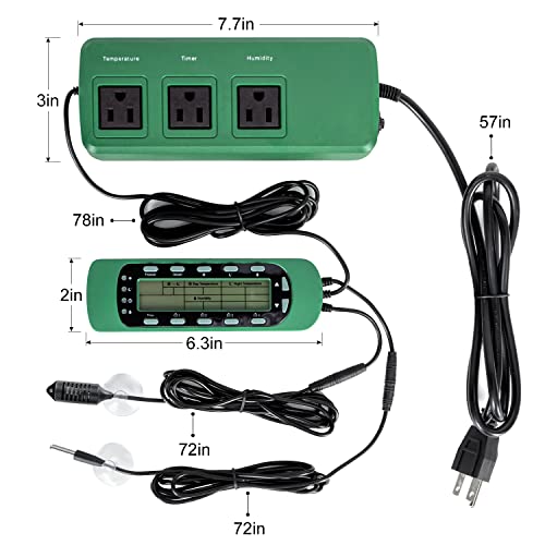 REPTI ZOO Reptile Digital Thermometer Hygrometer Controller for Tank Terrarium - Waterproof Reptile Timer with Thermostat Controller Lighting Timer - color: Thermometer Hygrometer Controller